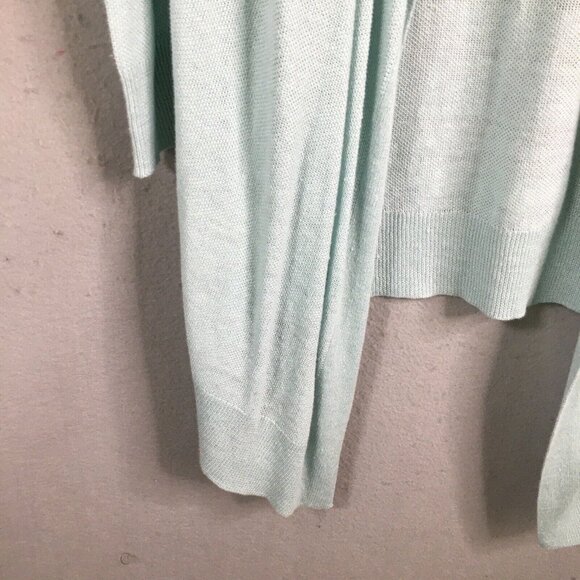 Theory Sweater Womens Large Blue Cardigan Open Front Waterfall Linen Lagenlook - Picture 11 of 15